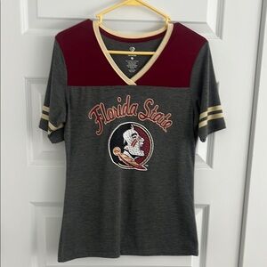 Florida State Women's Gray and Red V-Neck Top